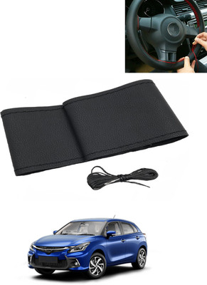 AYW Hand Stiched Steering Cover For Toyota Universal For Car(Black, Leatherite)