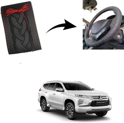Autoinnovation Hand Stiched Steering Cover For Mitsubishi Pajero Sport(Black, Leather)