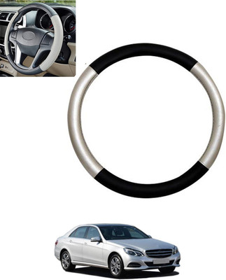 monolive Hand Stiched Steering Cover For Mercedes Benz E250(Silver/Black, Leatherite)