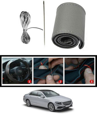 ABJD Hand Stiched Steering Cover For Renault E200(Grey, Leatherite)