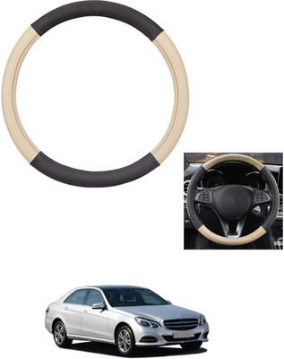 MATIES Steering Cover For Mercedes Benz E250(Beige/Black, Leather)