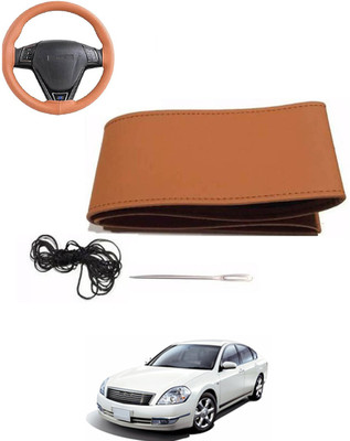 MATIES Hand Stiched Steering Cover For Nissan Teana(Tan, Leatherite)