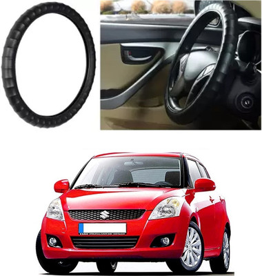 OOLTAH PAHIYA Hand Stiched Steering Cover For Maruti Swift(Black, Leatherite)