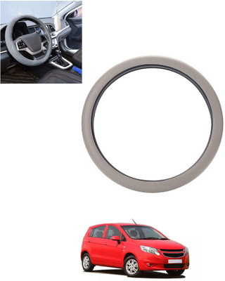 monolive Hand Stiched Steering Cover For Chevrolet Sail UVA(Silver, Leatherite)
