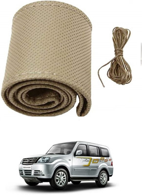 Arnejae Hand Stiched Steering Cover For Tata Sumo Grande(Beige, Leather)