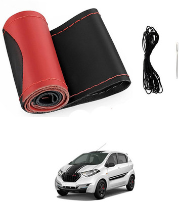 monolive Hand Stiched Steering Cover For Datsun Universal For Car(Red/Black, Leatherite)