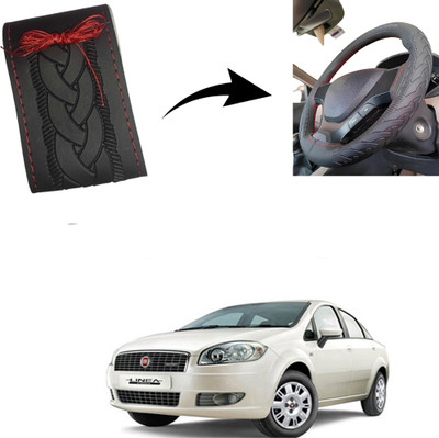 Autoinnovation Hand Stiched Steering Cover For Fiat Linea(Black, Leather)