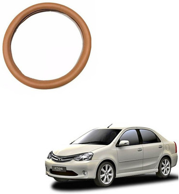 RKPSP Hand Stiched Steering Cover For Universal For Car Etios(Tan, Leatherite)