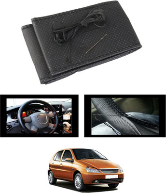ABJD Hand Stiched Steering Cover For Ford Indica(Black, Leatherite)