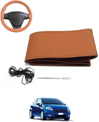 MATIES Hand Stiched Steering Cover For Fiat Grand Punto(Tan, Leatherite)