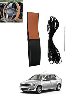 monolive Hand Stiched Steering Cover For Mahindra Logan(Tan, Black, Leatherite)