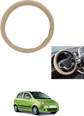 MATIES Steering Cover For Chevrolet Spark(Beige, Leather)