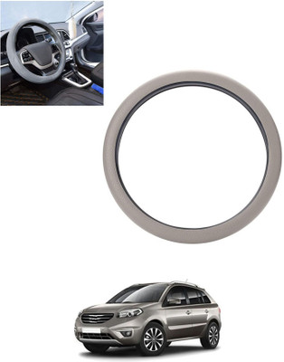 monolive Hand Stiched Steering Cover For Renault Koleos(Silver, Leatherite)