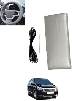monolive Hand Stiched Steering Cover For Renault Lodgy(Silver, Leatherite)