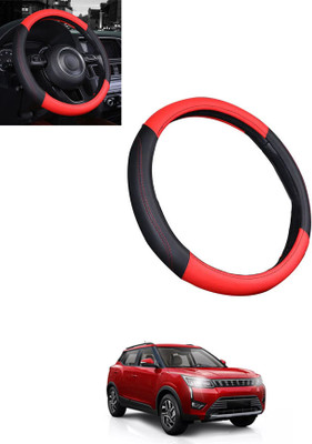 MATIES Steering Cover For Mahindra Universal For Car(Red/Black, Leatherite)