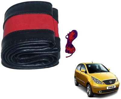 S MANGLAM Hand Stiched Steering Cover For Maruti Santro, Santro Xing, Sunny, Swift Dzire, TUV 300, Verna, Vista, WagonR(Black, Leatherite)