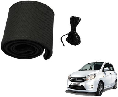 S MANGLAM Hand Stiched Steering Cover For Tata Swift Dzire, TUV 300, Verna, Vitara, WagonR, Xcent, i10 Active, i20, Baleno(Black, Leatherite)