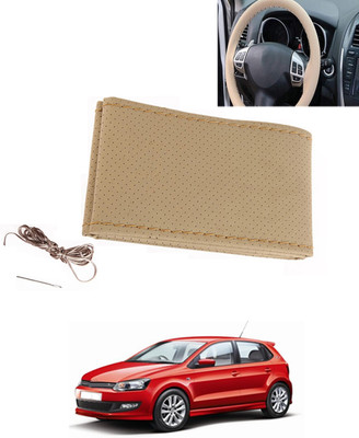 MATIES Hand Stiched Steering Cover For Volkswagen Polo GT(Beige, Leatherite)