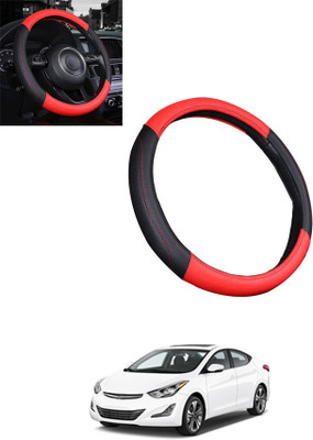 MATIES Steering Cover For Hyundai Elantra(Red/Black, Leatherite)