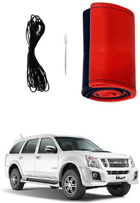 RKPSP Hand Stiched Steering Cover For Universal For Car Universal For Car(Red/Black, Leatherite)