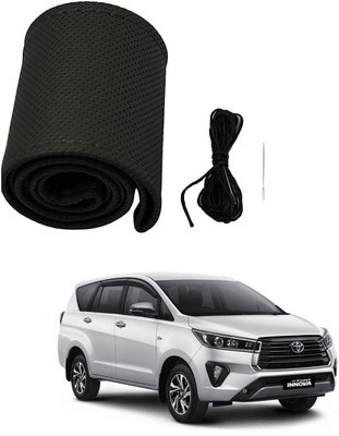 ARNEJA Hand Stiched Steering Cover For Toyota Innova(Black, Leather)