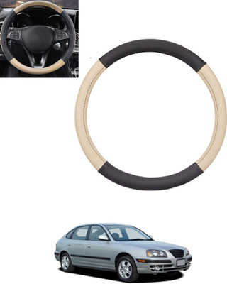 monolive Hand Stiched Steering Cover For Hyundai Elantra(Beige, Black, Leatherite)