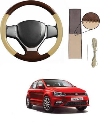 Autocom Hand Stiched Steering Cover For Volkswagen Polo(Beige, Brown, Leather)
