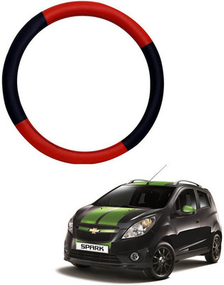 RKPSP Hand Stiched Steering Cover For Universal For Car Spark(Red/Black, Leatherite)