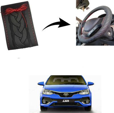 Autoinnovation Hand Stiched Steering Cover For Toyota Etios Liva(Black, Leather)