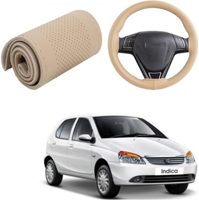 Arnejas Hand Stiched Steering Cover For Tata Indica(Beige, Leather)