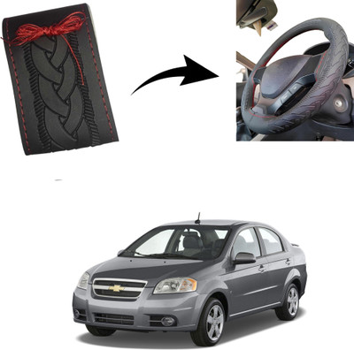 Autoinnovation Hand Stiched Steering Cover For Chevrolet Aveo(Black, Leather)