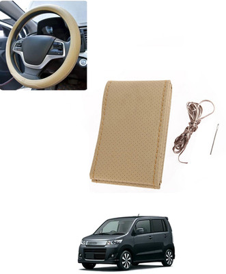 AYW Hand Stiched Steering Cover For Universal For Car WagonR Stingray(Beige, Leatherite)