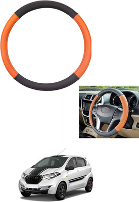 MATIES Steering Cover For Datsun Universal For Car(Tan/Black, Leather)