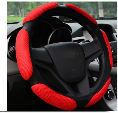 H International Steering Cover For Universal For Car Universal For Car(Red, Leatherite)