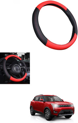 MATIES Steering Cover For Mahindra Universal For Car(Red/Black, Leather)