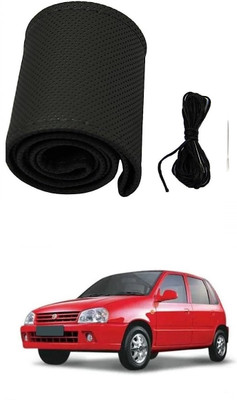 ARNEJA Hand Stiched Steering Cover For Maruti Zen(Black, Leather)