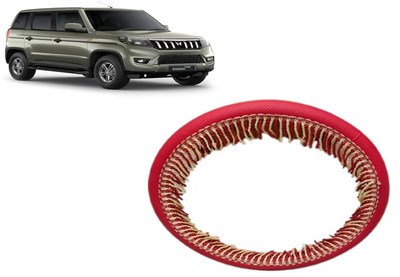 HOTRENZ Steering Cover For Mahindra Bolero(Red Jhhalar, Leatherite)