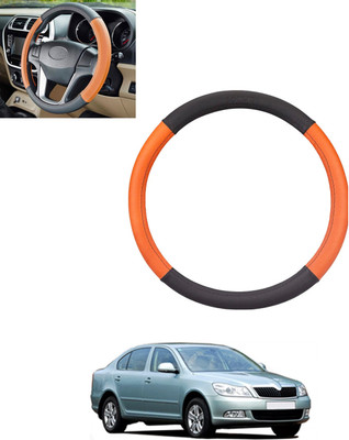 monolive Steering Cover For Skoda Laura(Tan, Black, Leatherite)