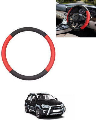 AYW Steering Cover For Toyota Etios Cross(Red/Black, Leatherite)