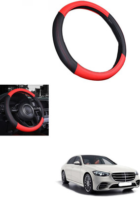 MATIES Steering Cover For Mercedes Benz Universal For Car(Red/Black, Leather)