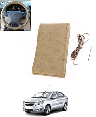 ABJD Hand Stiched Steering Cover For Chevrolet Sail(Beige, Leatherite)
