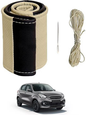 ABJD Hand Stiched Steering Cover For Suzuki Celerio(Beige, Black, Leatherite)