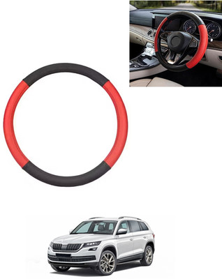 AYW Steering Cover For Skoda Universal For Car(Red/Black, Leatherite)