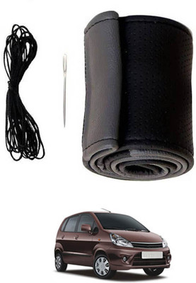 RKPSP Hand Stiched Steering Cover For Universal For Car Zen Estilo(Grey, Black, Leatherite)