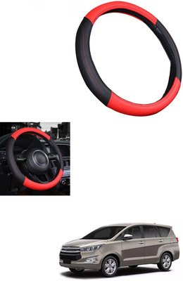 MATIES Steering Cover For Toyota Universal For Car(Red/Black, Leather)