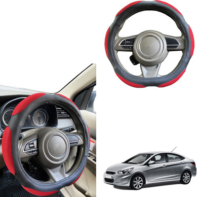 PEEPS STORE Steering Cover For Hyundai Verna(Black, Leatherite)