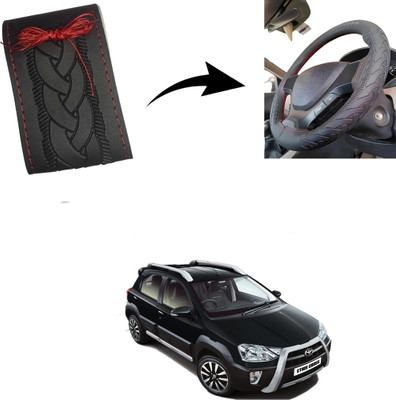 Autoinnovation Hand Stiched Steering Cover For Toyota Etios Cross(Black, Leather)