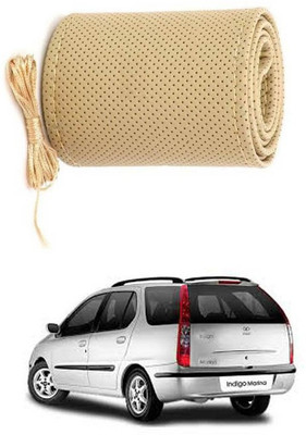 RKPSP Hand Stiched Steering Cover For Universal For Car Indigo Marina(Beige, Leatherite)