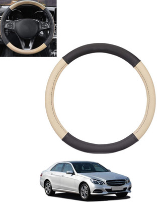 ABJD Steering Cover For Mercedes Benz E250(Beige/Black, Leatherite)