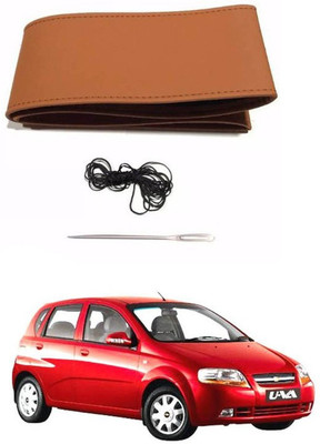 RKPSP Hand Stiched Steering Cover For Universal For Car Aveo UVA(Tan, Leatherite)